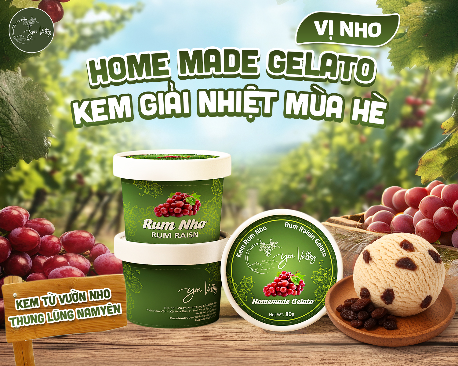 Kem Rum Nho Vuon Nho Nam Yen